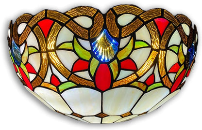 Tiffany Wall Lamps 12 inch Handcrafted Stained Glass Shades Stunning Quality Antique Design Light for Living Room Bedroom