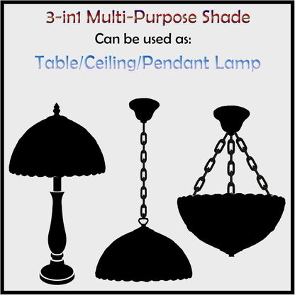 16 inch Tiffany Style Lamp Shades Antique Handcrafted Stained Glass Shades | 3-in-1 Multi-Purpose Shade for Table Lamps, Ceiling Lamps, Pendant Lamps (1607)