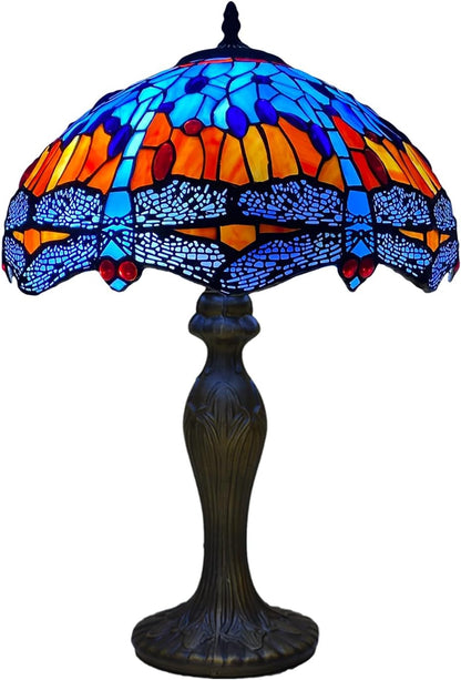 Tiffany Style Table Lamp Handcrafted 16 inch Stained Glass Lamp Shades Antique Design Stunning Quality Desk Lamp for Living Room Bedroom Bedside Lamps Coffee Table (TFTL-1602)