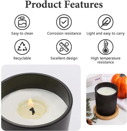 15 Pack Glass Candle Jars with Bamboo Lids - 7 OZ Black Candle Containers for Candle making - Ideal candle making supplies for professionals as well as hobbyists