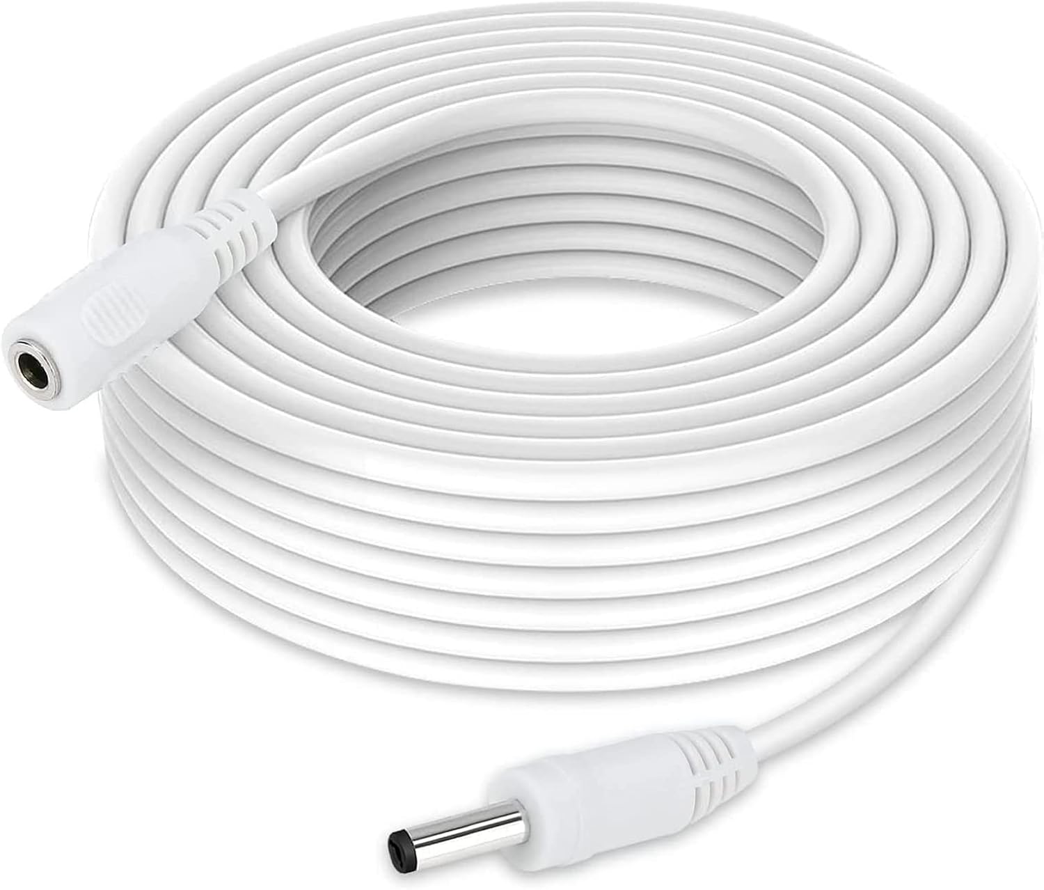 Auroh 2 Pack 16ft/5 Meters Power Extension Cable, 12V DC 5.5mm*2.1mm Male to Female Power Adapter Cord for 12V CCTV Security Camera, LED Strip String Light, Router and More Devices (White)