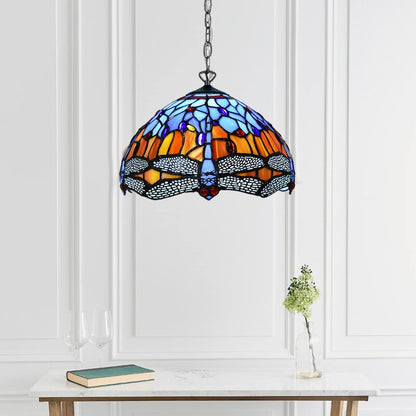 Tiffany Pendant Lamps Handcrafted Stained Glass Lamp Shades Stunning Quality Antique Design Pendant Light for Living Room Bedroom Lounge Hallway (P-1002)