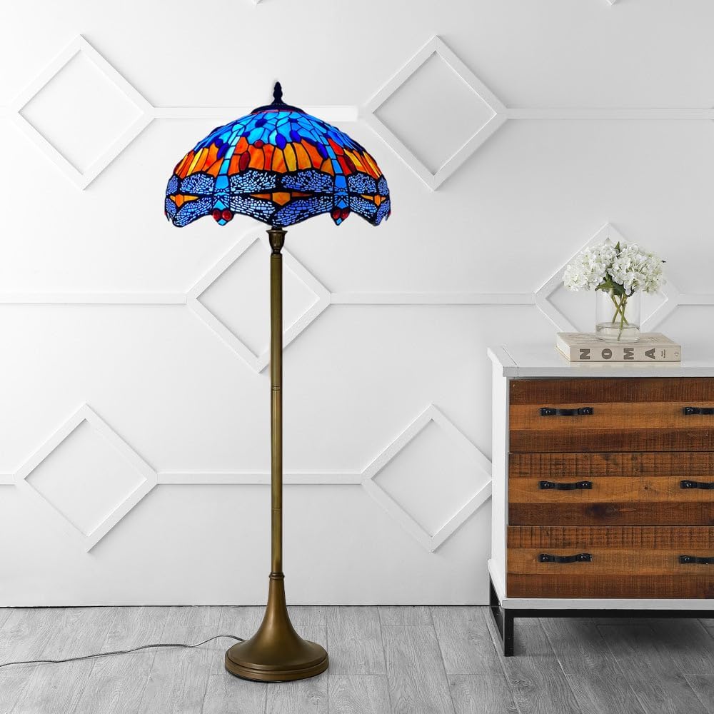 Tiffany Floor Lamps Stunning Quality Handcrafted 16 inch Stained Glass Lamp Shades Antique Design Floor Lamp for Living Room Bedroom Hallway Gallery (TFL-1602)