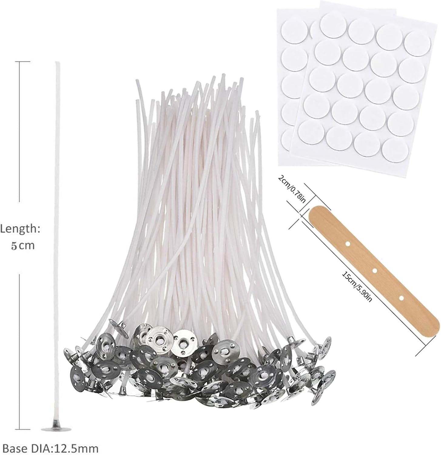 40 Pcs Candle Wicks for Making Candles – 5cm long Pre-Waxed Wicks with self Centering Holder for DIY Candles Craft Tools Candle Making Kit - Longer Burning Time with Low Smoke