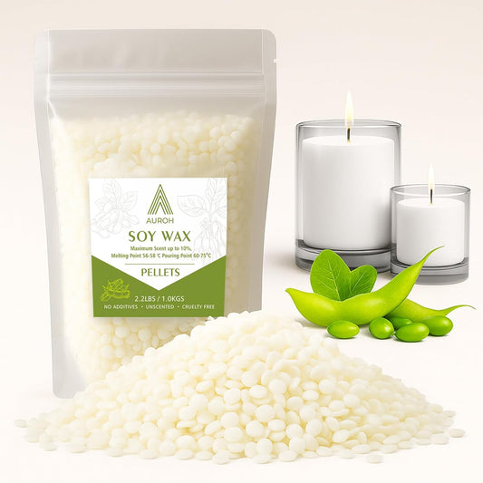 Auroh Pure Soy Wax for Candle Making - 1KG Premium Candle Wax Pellets for DIY Projects - Natural and Eco-Friendly SOYA Wax Beads for Arts and Crafts