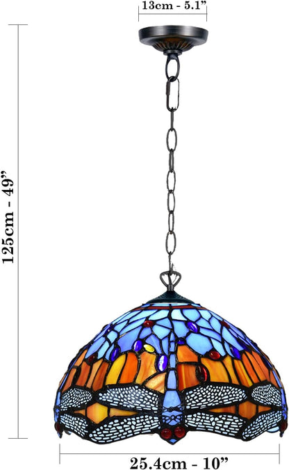 Tiffany Pendant Lamps Handcrafted Stained Glass Lamp Shades Stunning Quality Antique Design Pendant Light for Living Room Bedroom Lounge Hallway (P-1002)