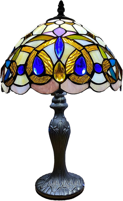 Tiffany Style Table Lamp Stained Glass Handcrafted Lampshade Antique Design Base Table Lamps for Living Room Bedside Desk Bedroom Coffee (TFTL-1004)