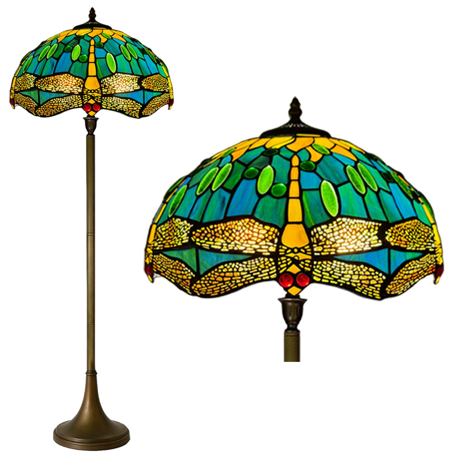 Tiffany Floor Lamps Stunning Quality Handcrafted 16 inch Stained Glass Lamp Shades Antique Design Floor Lamp for Living Room Bedroom Hallway Gallery (TFL-1606)