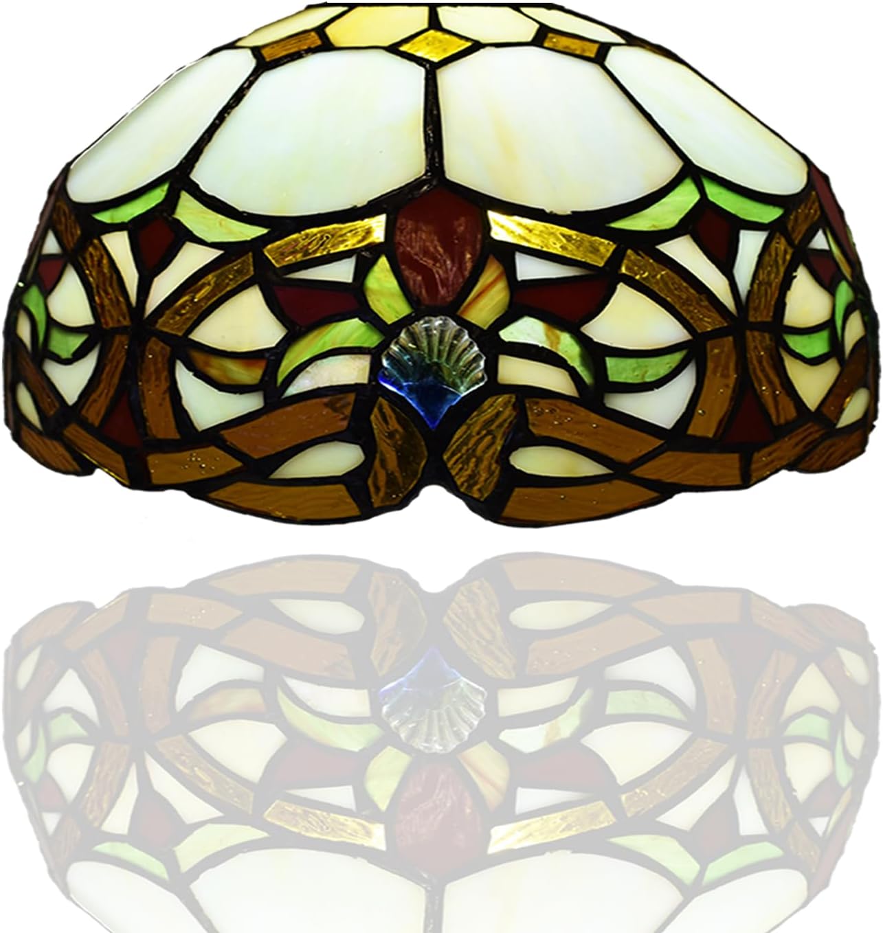 Auroh 10 inch Tiffany Lamp Shades Antique Style Handcrafted Stained Glass Shades | 3-in-1 Multi-Purpose Shade for Table Lamps, Ceiling Lamps, Pendant Lamps (1050)