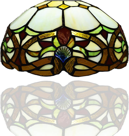 Auroh 10 inch Tiffany Lamp Shades Antique Style Handcrafted Stained Glass Shades | 3-in-1 Multi-Purpose Shade for Table Lamps, Ceiling Lamps, Pendant Lamps (1050)