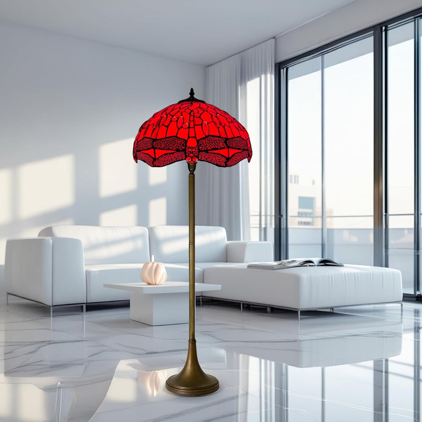 Tiffany Floor Lamps Stunning Quality Handcrafted 16 inch Stained Glass Lamp Shades Antique Design Floor Lamp for Living Room Bedroom Hallway Gallery (TFL-1606)