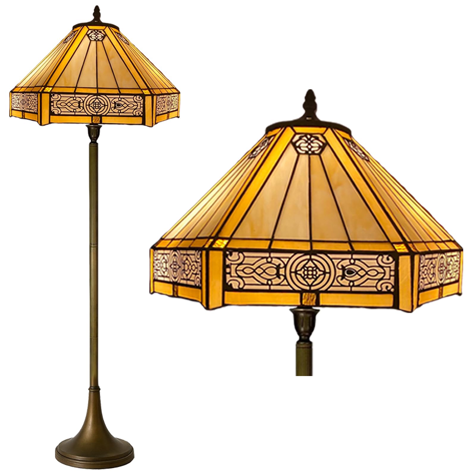 Tiffany Floor Lamps Stunning Quality Handcrafted 16 inch Stained Glass Lamp Shades Antique Design Floor Lamp for Living Room Bedroom Hallway Gallery (TFL-1606)