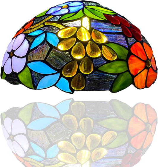 10 inch Tiffany Lamp Shades Antique Style Handcrafted Stained Glass Shades | 3-in-1 Multi-Purpose Shade for Table Lamps, Ceiling Lamps, Pendant Lamps (1009)