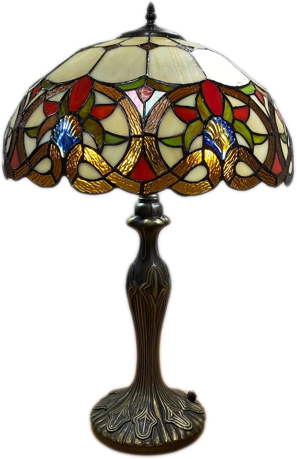 Tiffany Table Lamp Handcrafted 16 inch Stained Glass Lamp Shades Antique Design Stunning Quality Desk Lamp for Living Room Bedroom Bedside Lamps Coffee Table (TFTL-1650)