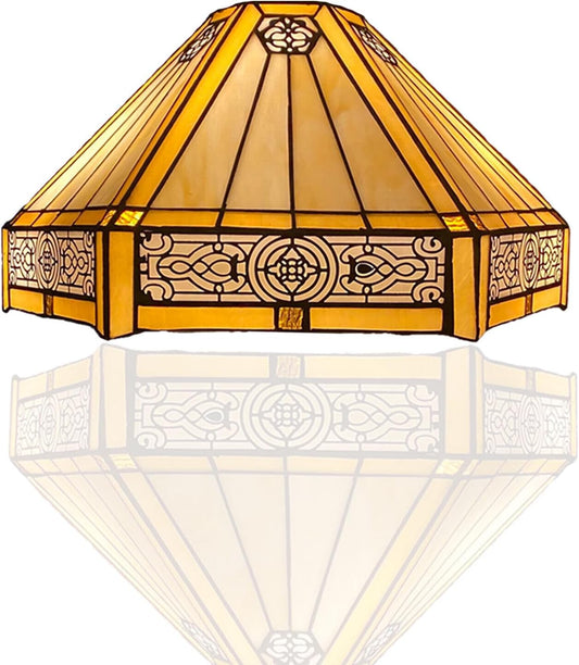 16 inch Tiffany Style Lamp Shades Antique Handcrafted Stained Glass Shades | 3-in-1 Multi-Purpose Shade for Table Lamps, Ceiling Lamps, Pendant Lamps (1605)