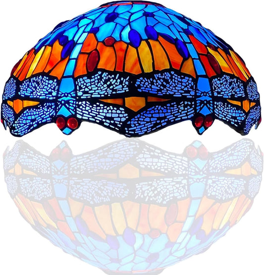 16 inch Tiffany Style Lamp Shades Antique Handcrafted Stained Glass Shades | 3-in-1 Multi-Purpose Shade for Table Lamps, Ceiling Lamps, Pendant Lamps (1602)