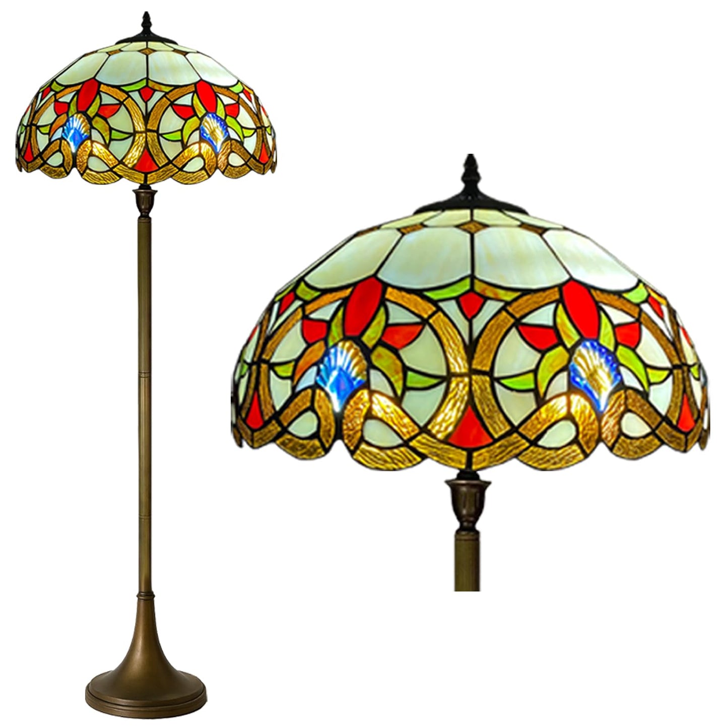 Tiffany Floor Lamps Stunning Quality Handcrafted 16 inch Stained Glass Lamp Shades Antique Design Floor Lamp for Living Room Bedroom Hallway Gallery (TFL-1606)