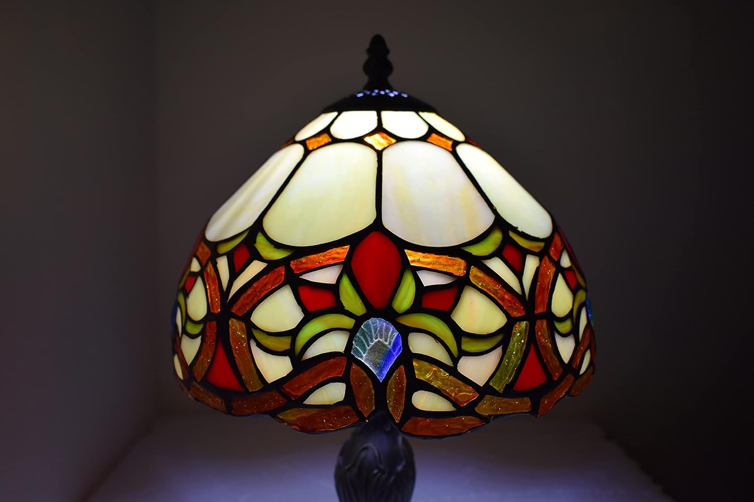 Tiffany Table Lamp Handcrafted Stained Glass Lampshade Stunning Quality Antique Design Base Table Lamps for Living Room Bedside Desk Bedroom Coffee Table (TFTL-1050)