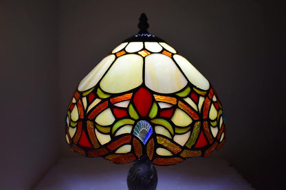 Tiffany Table Lamp Handcrafted Stained Glass Lampshade Stunning Quality Antique Design Base Table Lamps for Living Room Bedside Desk Bedroom Coffee Table (TFTL-1050)