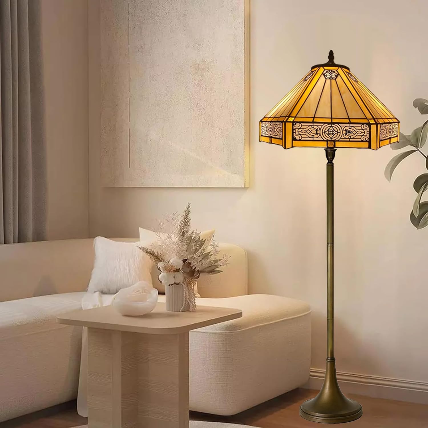 Tiffany Floor Lamps Stunning Quality Handcrafted 16 inch Stained Glass Lamp Shades Antique Design Floor Lamp for Living Room Bedroom Hallway Gallery (TFL-1605)