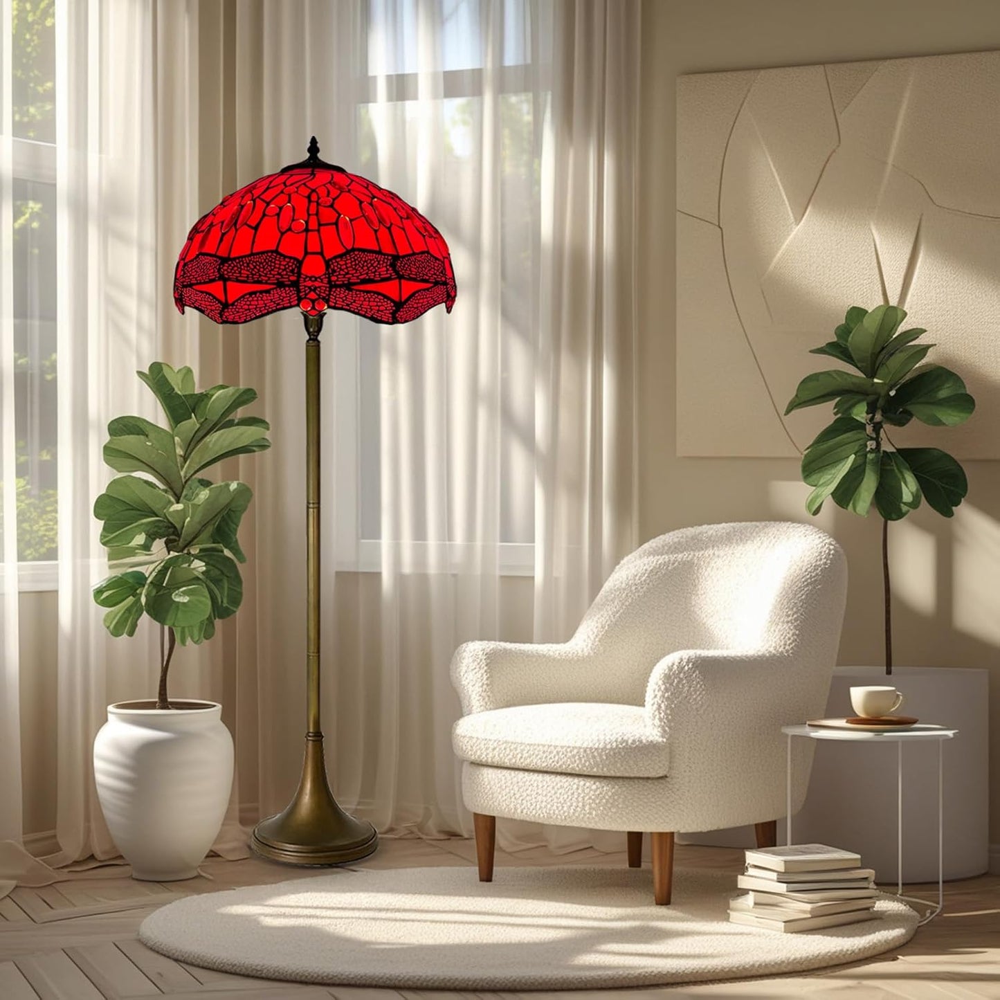 Tiffany Floor Lamps Stunning Quality Handcrafted 16 inch Stained Glass Lamp Shades Antique Design Floor Lamp for Living Room Bedroom Hallway Gallery (TFL-1606)