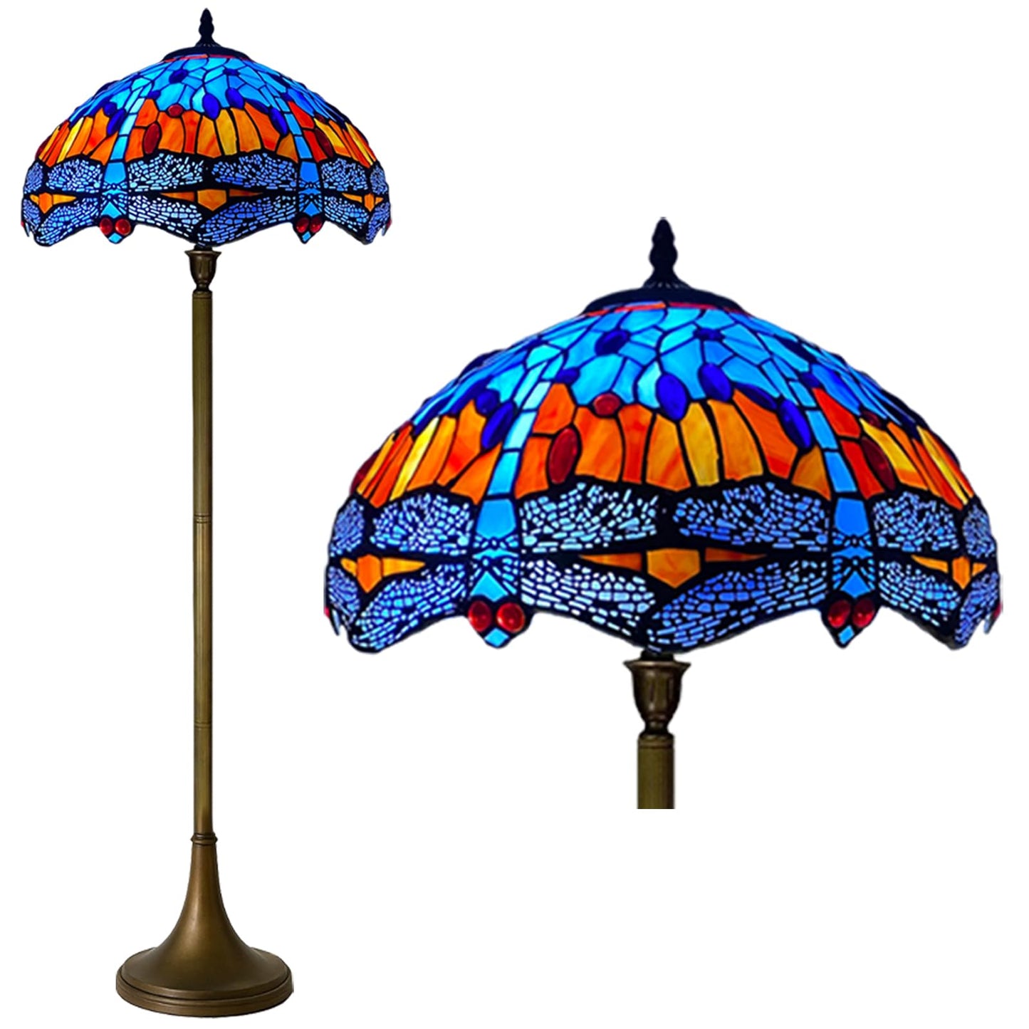 Tiffany Floor Lamps Stunning Quality Handcrafted 16 inch Stained Glass Lamp Shades Antique Design Floor Lamp for Living Room Bedroom Hallway Gallery (TFL-1606)