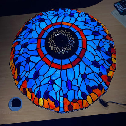 Tiffany Style Table Lamp Handcrafted 16 inch Stained Glass Lamp Shades Antique Design Stunning Quality Desk Lamp for Living Room Bedroom Bedside Lamps Coffee Table (TFTL-1602)