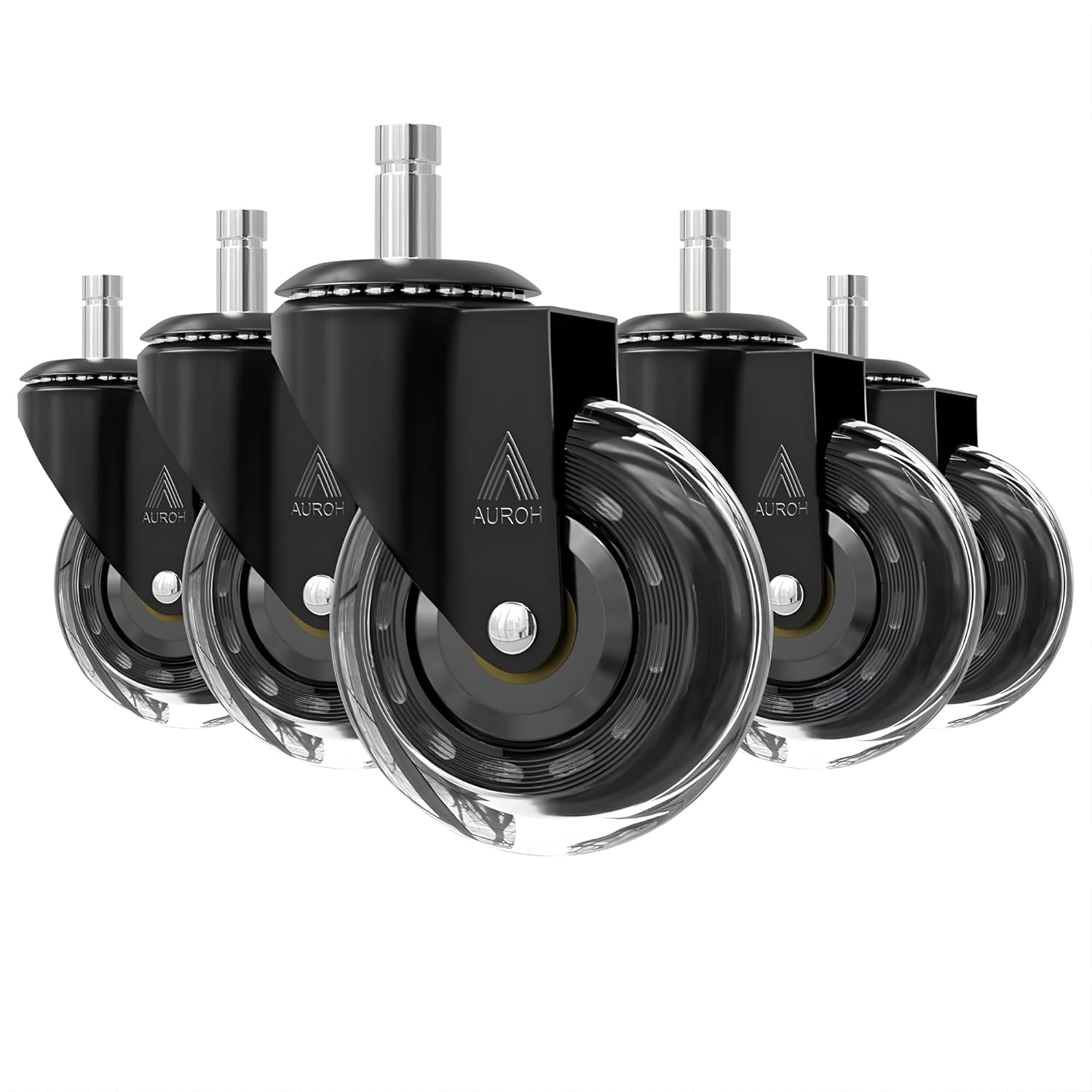Office Chair Wheels Casters Set of 5 Rubber Replacements with 11mm x 22mm Stem for Hard Floors, Parquet, Carpet, Laminate - Compatible with IKEA Office Chairs