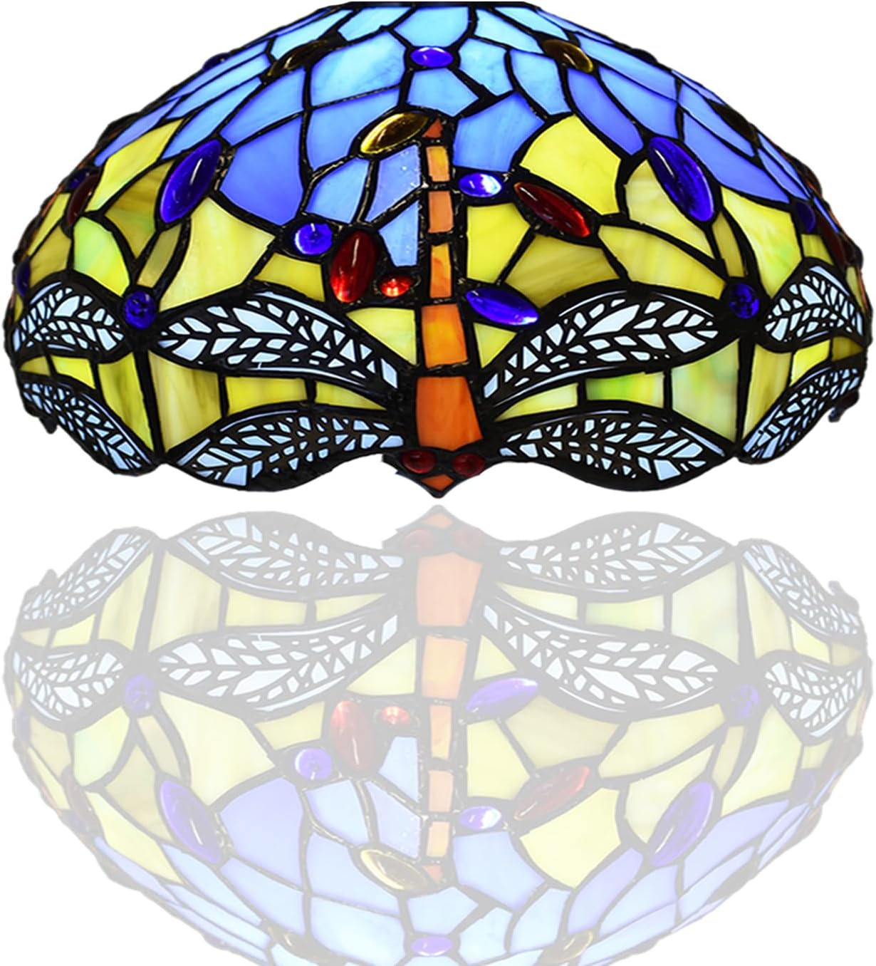 10 inch Tiffany Lamp Shades Antique Style Handcrafted Stained Glass Shades | 3-in-1 Multi-Purpose Shade for Table Lamps, Ceiling Lamps, Pendant Lamps (1003)