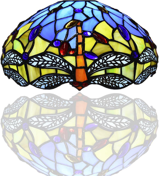 10 inch Tiffany Lamp Shades Antique Style Handcrafted Stained Glass Shades | 3-in-1 Multi-Purpose Shade for Table Lamps, Ceiling Lamps, Pendant Lamps (1003)