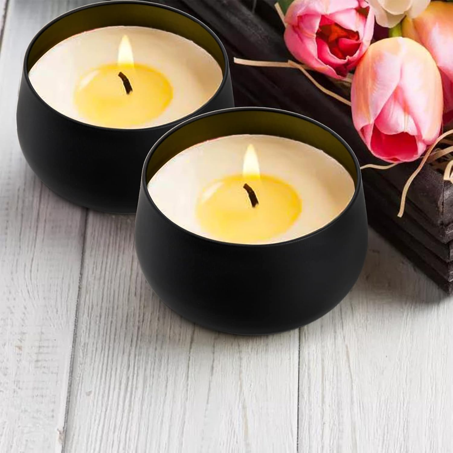 Auroh 24 Pack Candle Tins Black - 4 OZ Candle Jars for Candle Making - Ideal Candle Making Jars for Professionals as Well as hobbyists