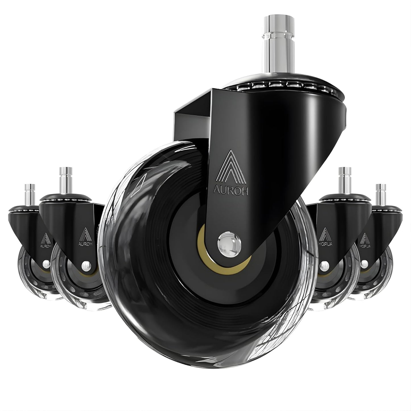 Office Chair Wheels Casters Set of 5 Rubber Replacements with 11mm x 22mm Stem for Hard Floors, Parquet, Carpet, Laminate - Compatible with IKEA Office Chairs