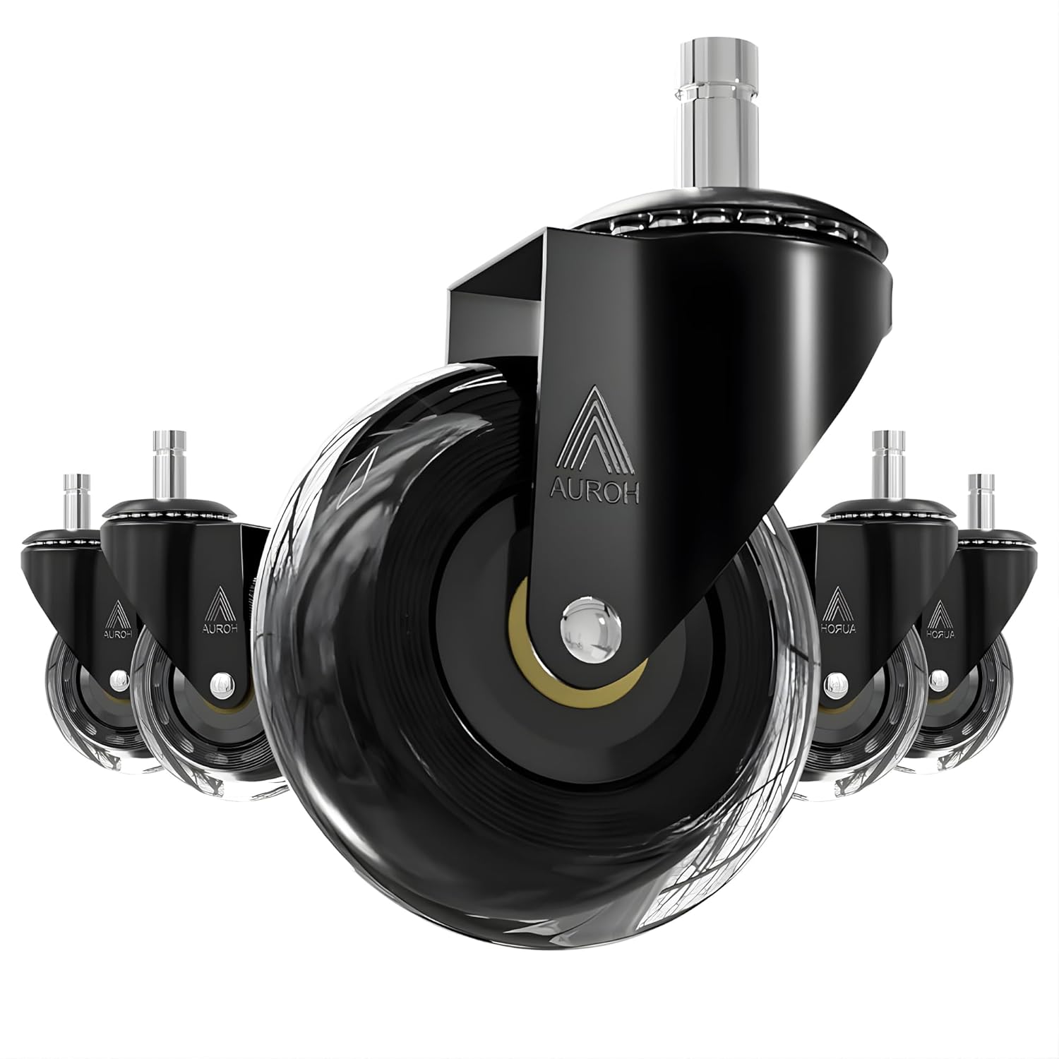 Office Chair Wheels Casters Set of 5 Rubber Replacements with 11mm x 22mm Stem for Hard Floors, Parquet, Carpet, Laminate - Compatible with IKEA Office Chairs