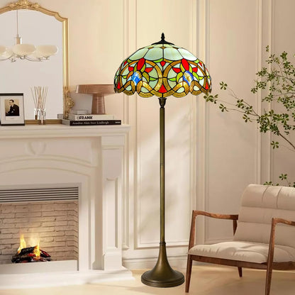 Tiffany Floor Lamps Stunning Quality Handcrafted 16 inch Stained Glass Lamp Shades Antique Design Floor Lamp for Living Room Bedroom Hallway Gallery (TFL-1650)