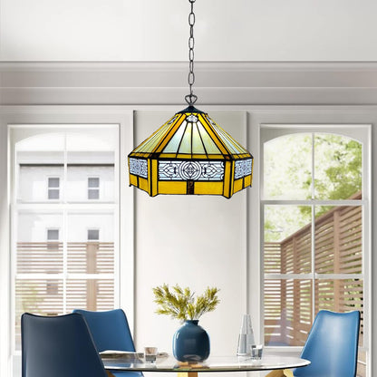 Tiffany Pendant Lamps Handcrafted Stained Glass Lamp Shades Stunning Quality Antique Design Pendant Light for Living Room Bedroom Lounge Hallway (P-1005)
