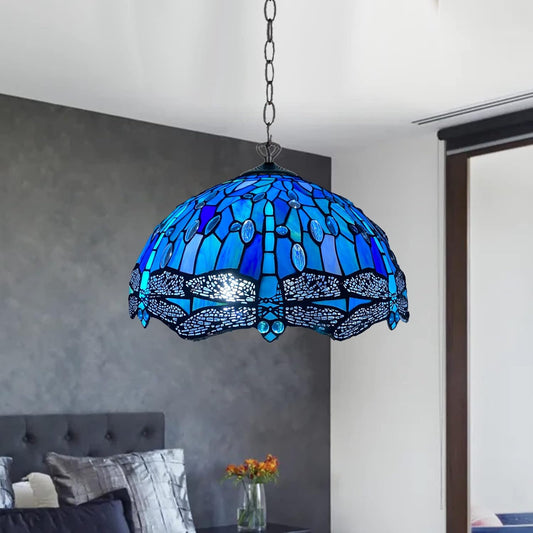 Tiffany Pendant Lamps Handcrafted Stained Glass 16 inch Lamp Shades Stunning Quality Antique Design Pendant Lamps for Living Room Bedroom Lounge Hallway (P-1607)