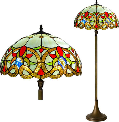 Tiffany Floor Lamps Stunning Quality Handcrafted 16 inch Stained Glass Lamp Shades Antique Design Floor Lamp for Living Room Bedroom Hallway Gallery (TFL-1650)