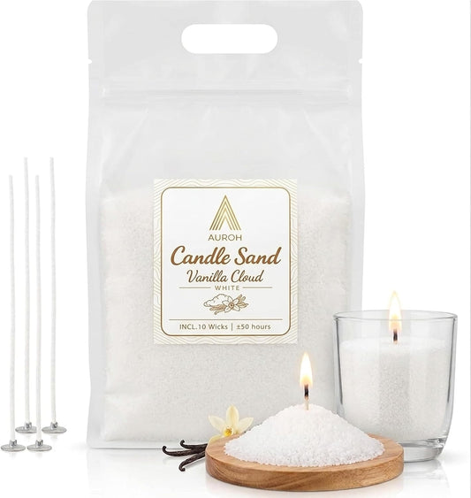 Candle Sand and Wicks 500g - Scented Candle Wax Refill, Vanilla Cloud
