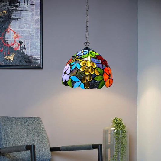 Tiffany Pendant Lamps Handcrafted Stained Glass Lamp Shades Stunning Quality Antique Design Pendant Light for Living Room Bedroom Lounge Hallway (P-1009)