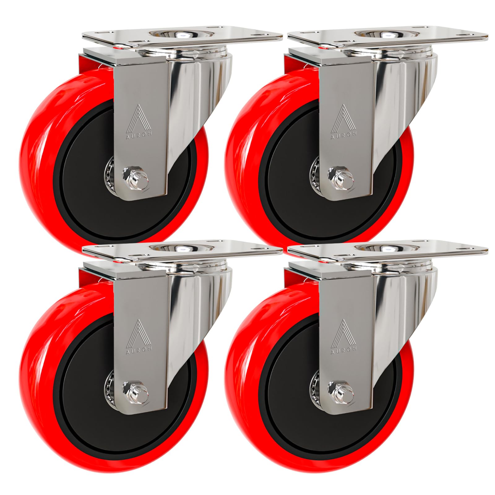 4x Castor Wheels Large 100mm - 600KG Heavy Duty Rubber Swivel Furniture Caster - Set of 4 Wheels Low Noise Castors for Furniture (Pack of 4 (2 with Brakes & 2 without Brakes))