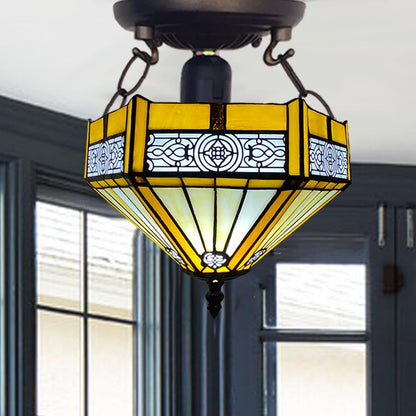 Tiffany Ceiling Lamps Handcrafted Stained Glass Lamp Shades Stunning Quality Antique Design Ceiling Light for Living Room Bedroom Lounge Hallway (C-1005)