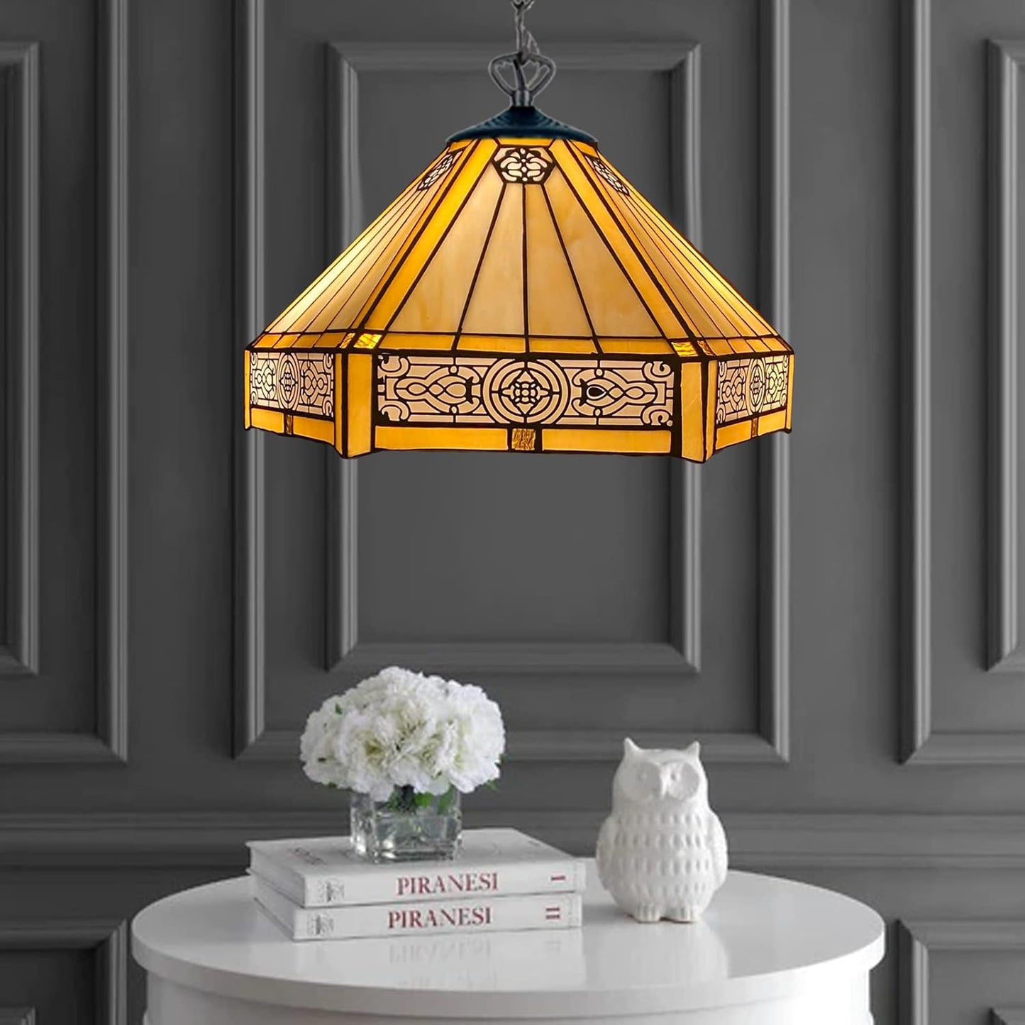 Tiffany Pendant Lamps Handcrafted Stained Glass 16 inch Lamp Shades Stunning Quality Antique Design Pendant Lamps for Living Room Bedroom Lounge Hallway (P-1605)