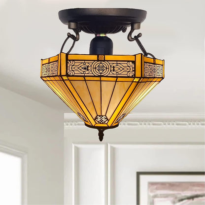 Auroh Tiffany Ceiling Lamps 16 inch Stained Glass Handcrafted Lamp Shades Antique Design Stunning Quality Ceiling Lamp for Living Room Bedroom Lounge (C-1605)