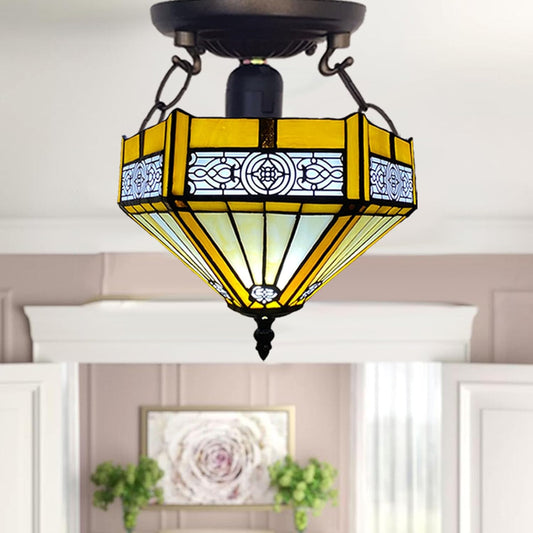 Tiffany Ceiling Lamps Handcrafted Stained Glass Lamp Shades Stunning Quality Antique Design Ceiling Light for Living Room Bedroom Lounge Hallway (C-1005)