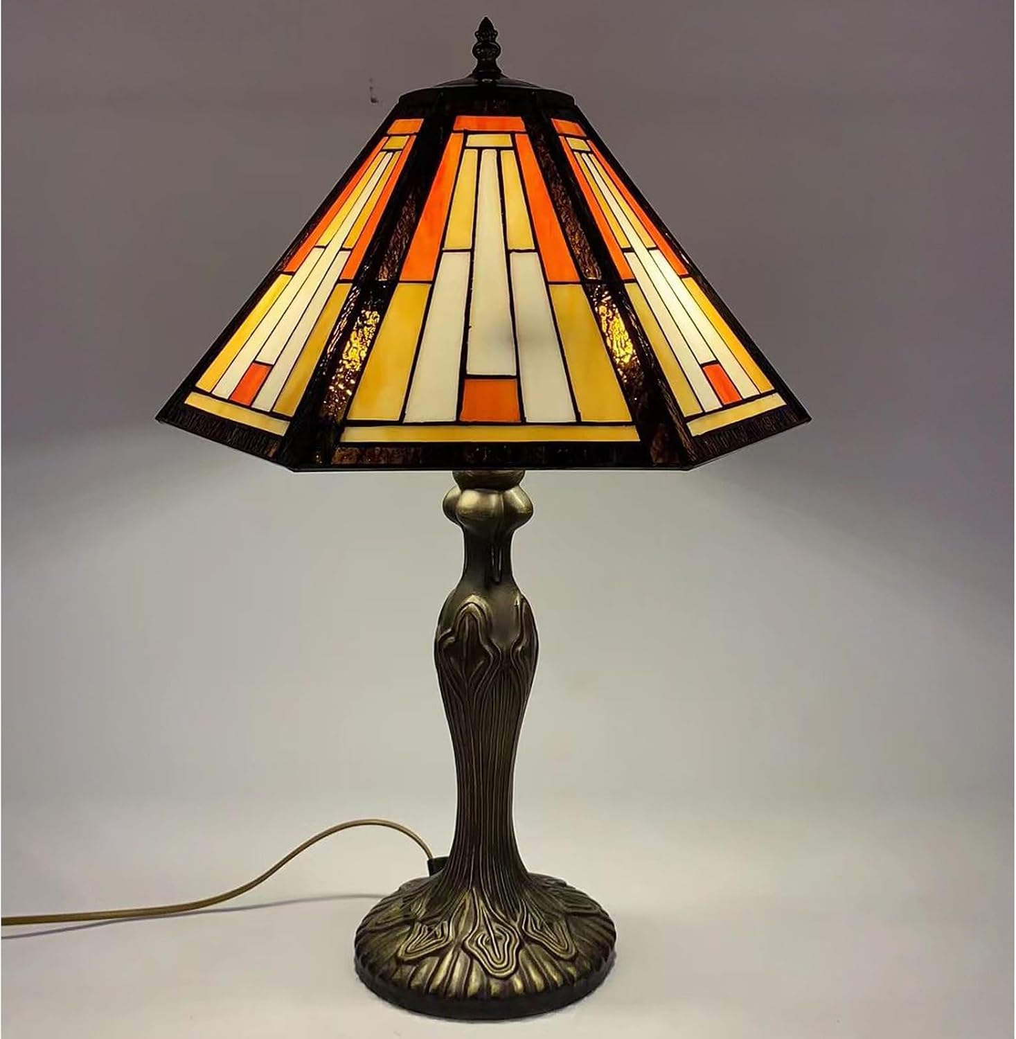 Tiffany Table Lamp Handcrafted Stained Glass Lamp Shades Stunning Quality Antique Design Base Desk Lamp for Living Room Bedroom Bedside Lamps Coffee Table (TFTL-1051)