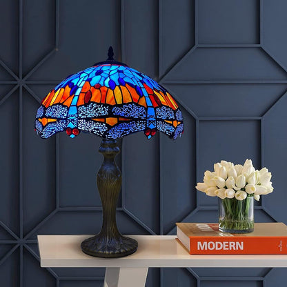 Tiffany Style Table Lamp Handcrafted 16 inch Stained Glass Lamp Shades Antique Design Stunning Quality Desk Lamp for Living Room Bedroom Bedside Lamps Coffee Table (TFTL-1602)