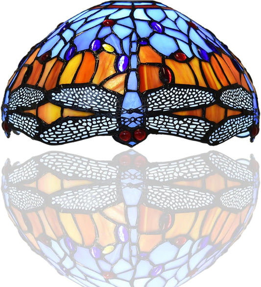 10 inch Tiffany Lamp Shades Antique Style Handcrafted Stained Glass Shades | 3-in-1 Multi-Purpose Shade for Table Lamps, Ceiling Lamps, Pendant Lamps (1002)