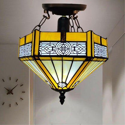 Tiffany Ceiling Lamps Handcrafted Stained Glass Lamp Shades Stunning Quality Antique Design Ceiling Light for Living Room Bedroom Lounge Hallway (C-1005)