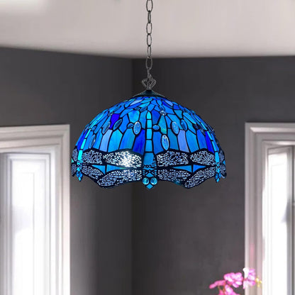 Tiffany Pendant Lamps Handcrafted Stained Glass 16 inch Lamp Shades Stunning Quality Antique Design Pendant Lamps for Living Room Bedroom Lounge Hallway (P-1607)