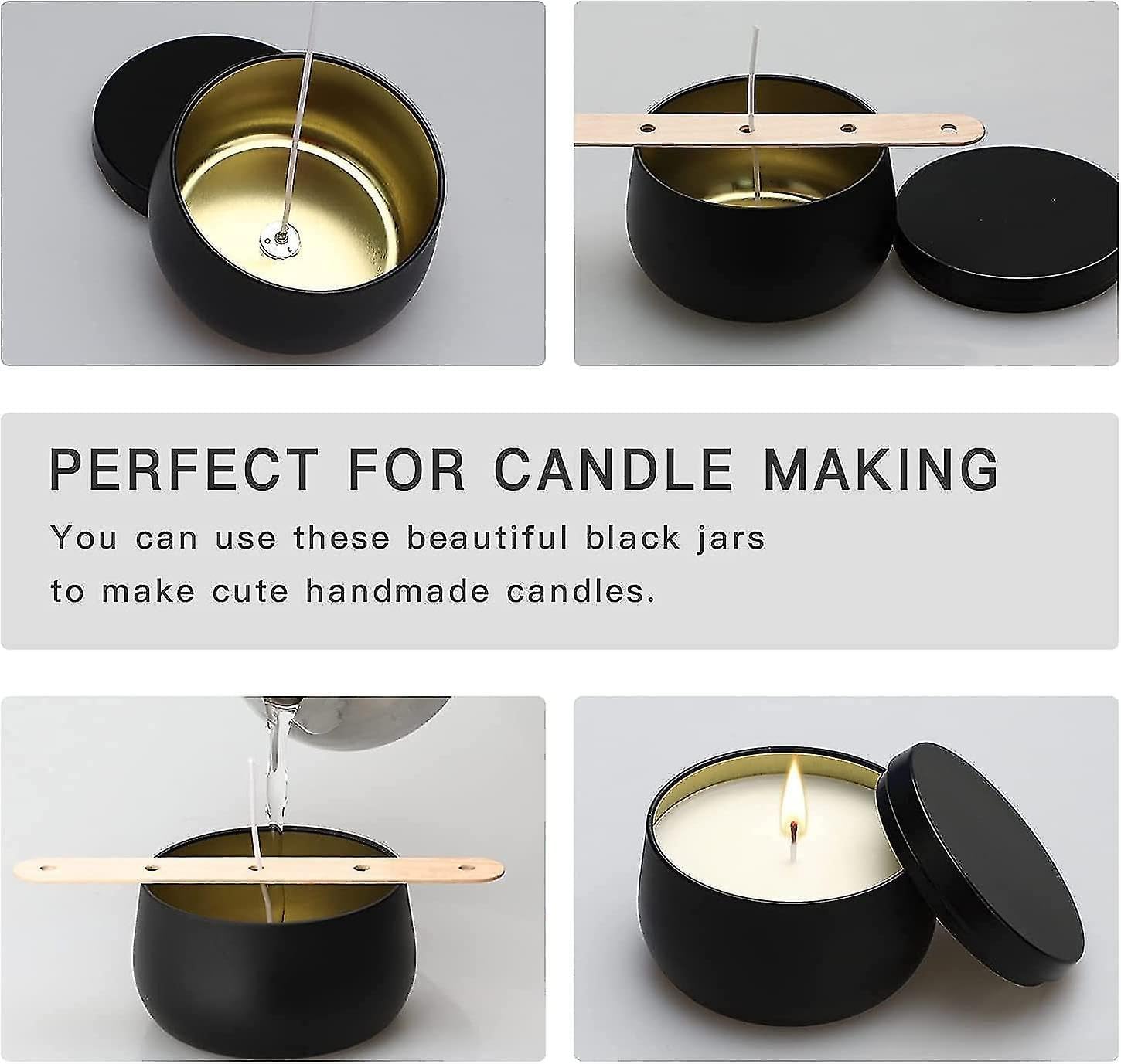 Auroh 24 Pack Candle Tins Black - 4 OZ Candle Jars for Candle Making - Ideal Candle Making Jars for Professionals as Well as hobbyists